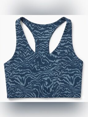 Zella Longline Blue Patterned Sports Bra